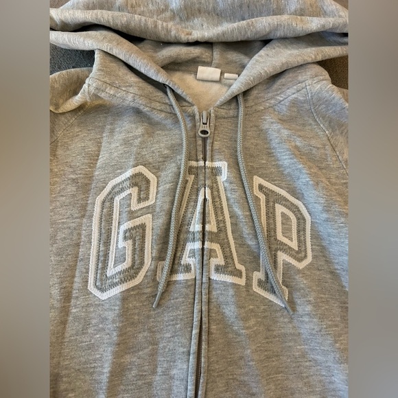 GAP Gray Zip-Up Hoodie Sweatshirt with Logo - Picture 2 of 6